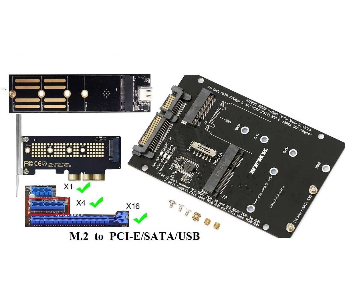 Адаптер PCI-Eх к M2/M.2 SATA SSD