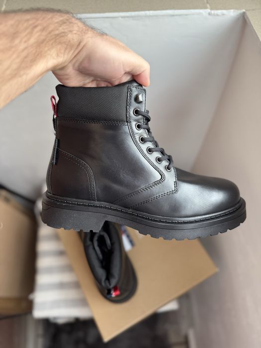 Tommy Jeans Lace up ghete din piele neagra marimea 42 noi originale