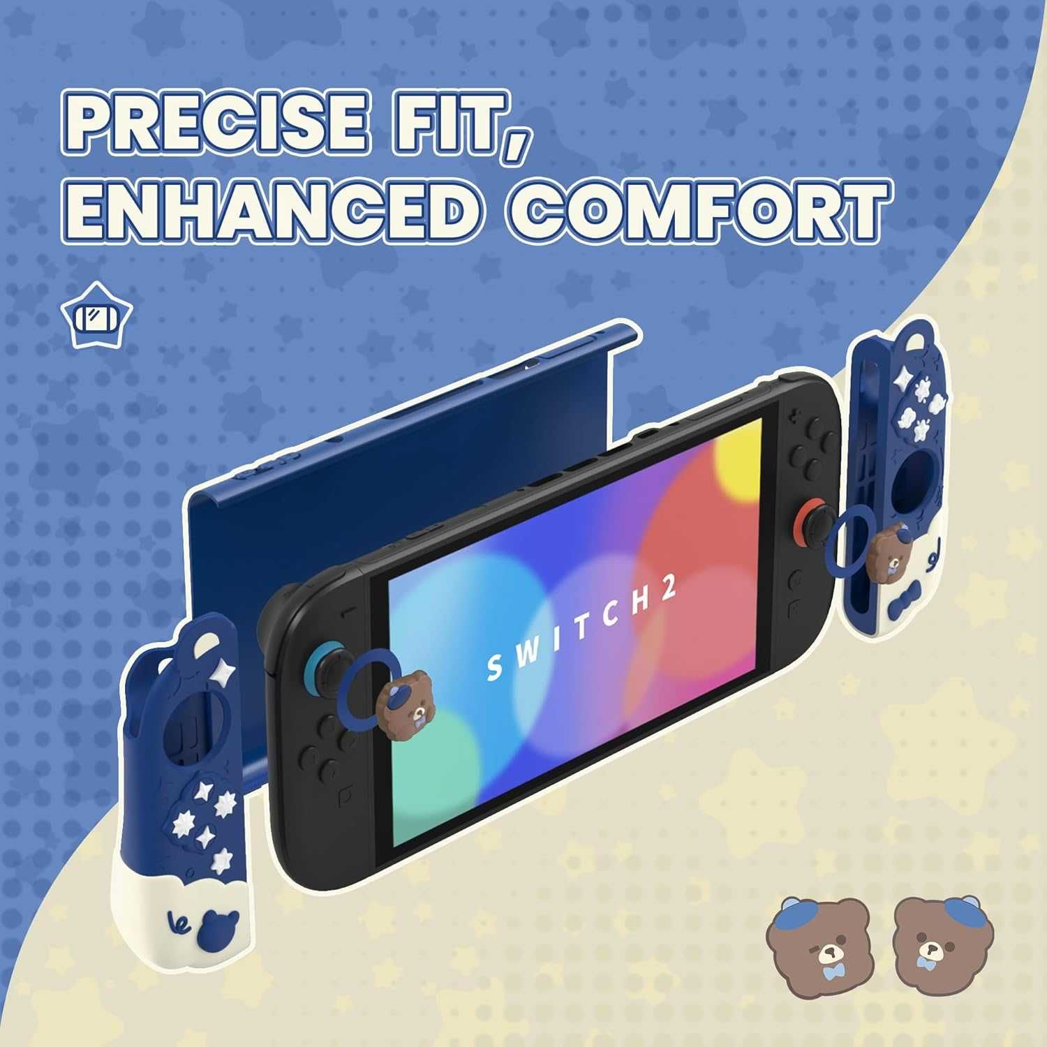 playvital Защитен калъф за Nintendo Switch 2 + регулируема стойка, син