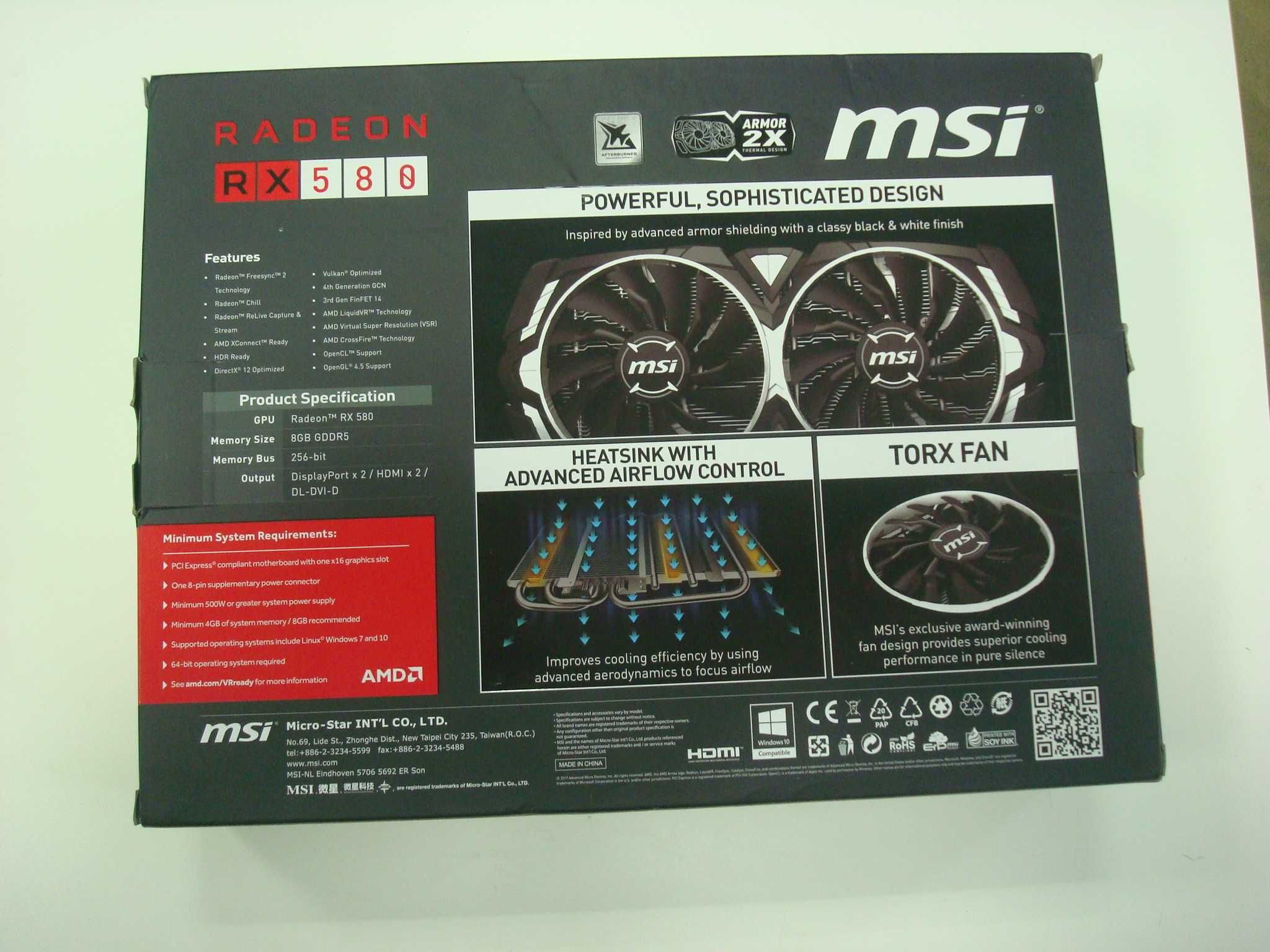 видеокарта MSI RADEON RX580 ARMOK 8GB гаранция