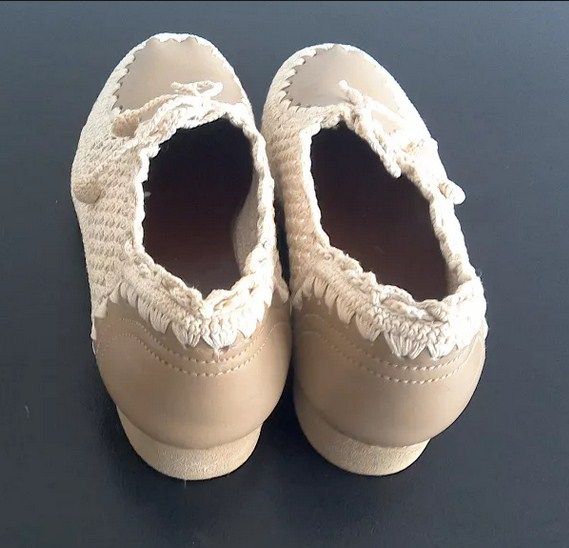 Pantofi croșetați manual cu piele naturală - mărimea 36
