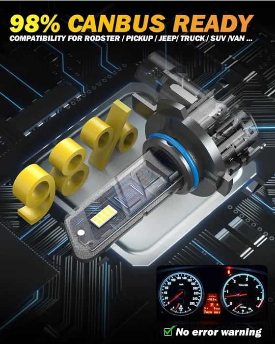 HB4 LED Car Lamp, 100 W, 20,000 LM, 6500 K, Cold White, 500% Brightnes