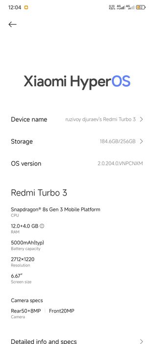 Ridmi torbo 3 12/256