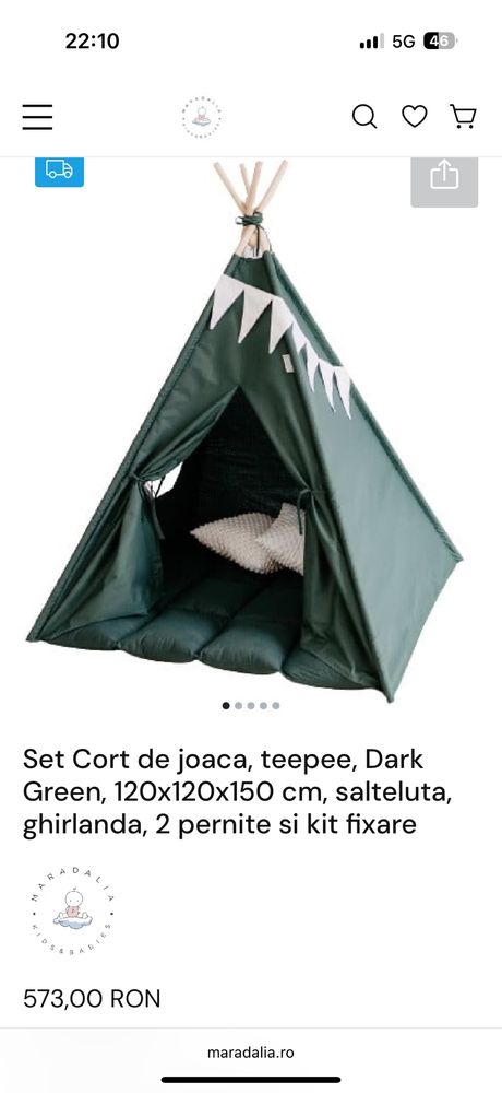 Set Cort de joaca, teepee, Dark Green