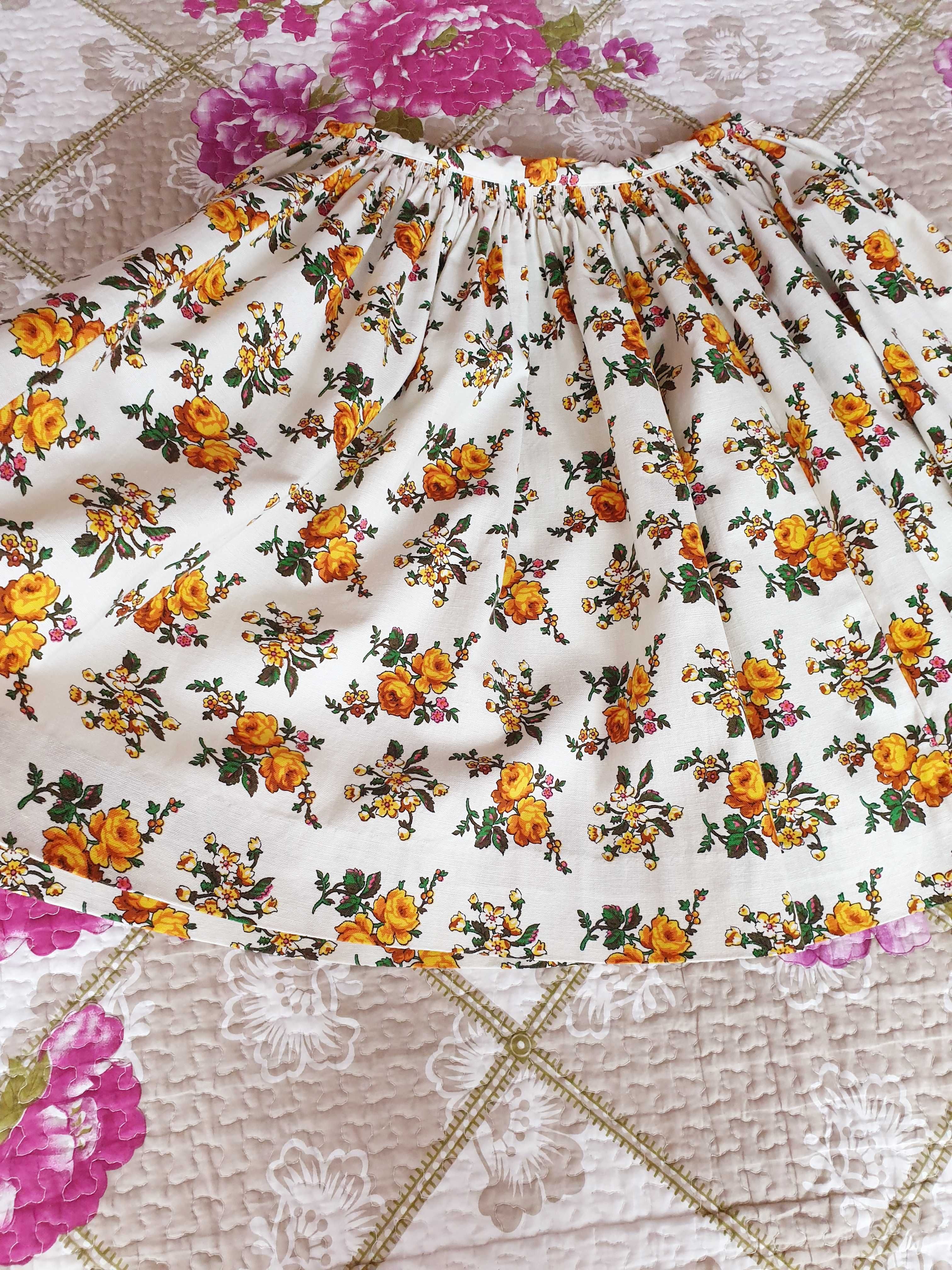 Fusta plisata print floral bumbac