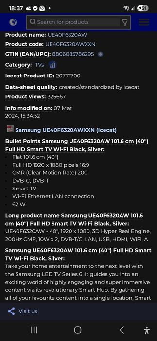 TV Samsung diagonala 102cm