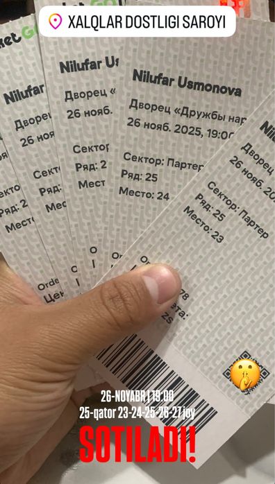 Nilufar Usmonova konsertiga bilet bor