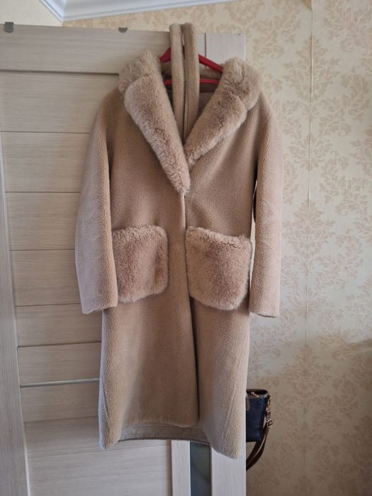 Пальто тедди с мехом