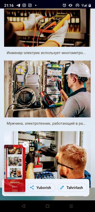 Eliktirik santehniklik xizmatlarini qilaman sifatli arzon narxlarda