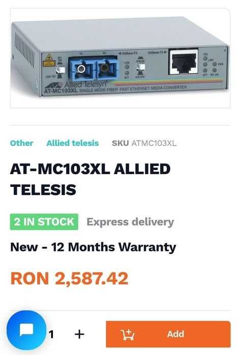 Transp. Gratuit. Media Convertor Allied Telesis mc103xl