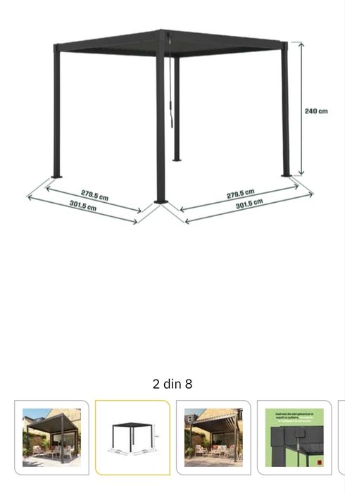 Pergola metalica 300 x 300 mm