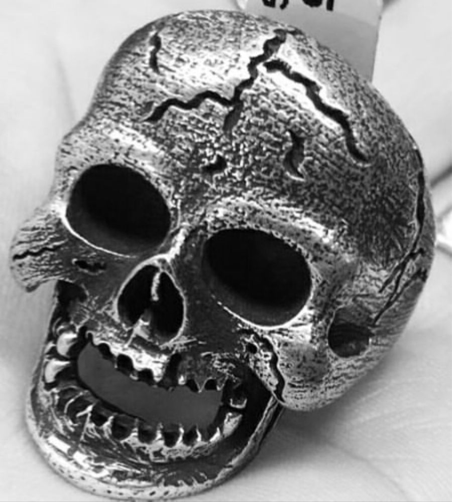 Ghiul craniu black argint masiv biker….