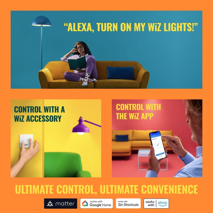 WiZ Connected 2 бр. Смарт LED крушки,60W/800LM/E26/APP/глас/движение