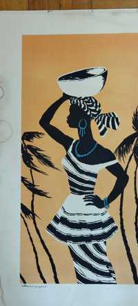 Гравюра офорта художника Долгоруков "Африканка" афорта картина антиква