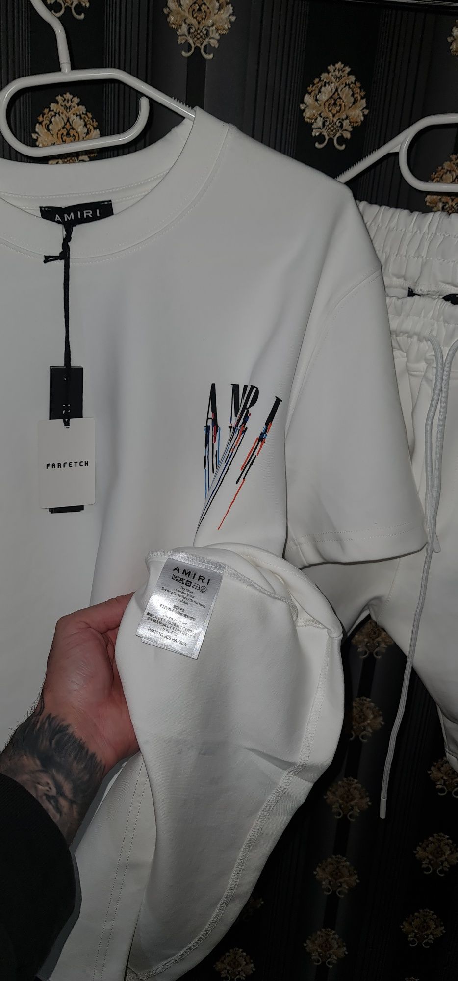 Compleu vară AMIRI  / Essentials  alb negru  / denim tears / Trapstar