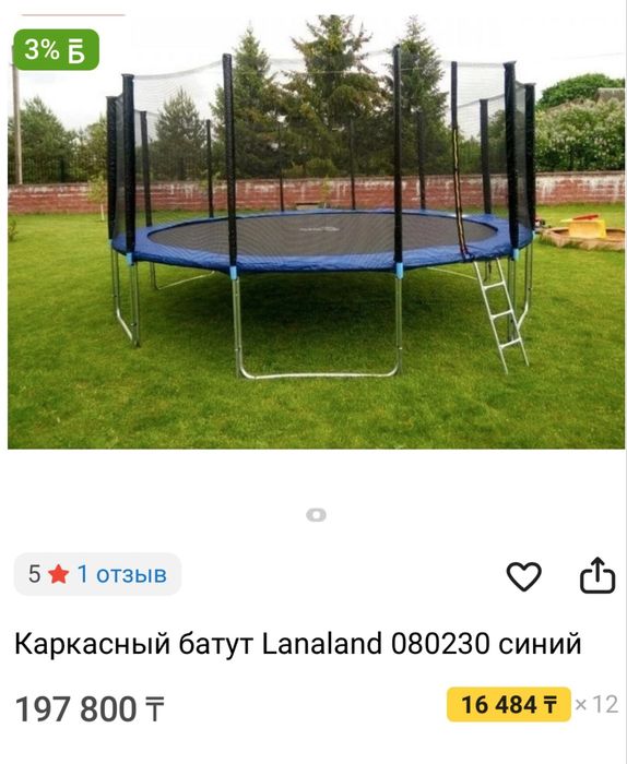 Большой батут в отл сост с лестницей за 120.000