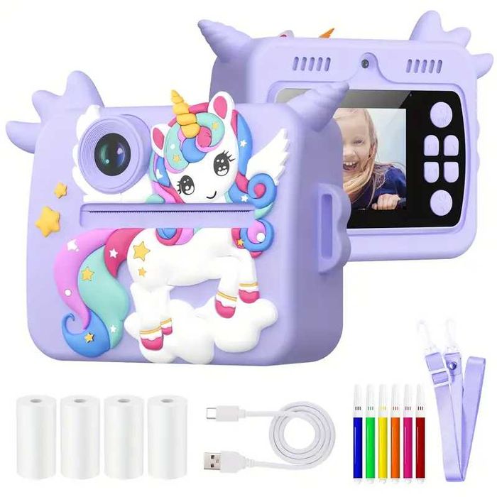 Детска камера фотоапарат с дисплей моментни снимки термопринтер 5 вида