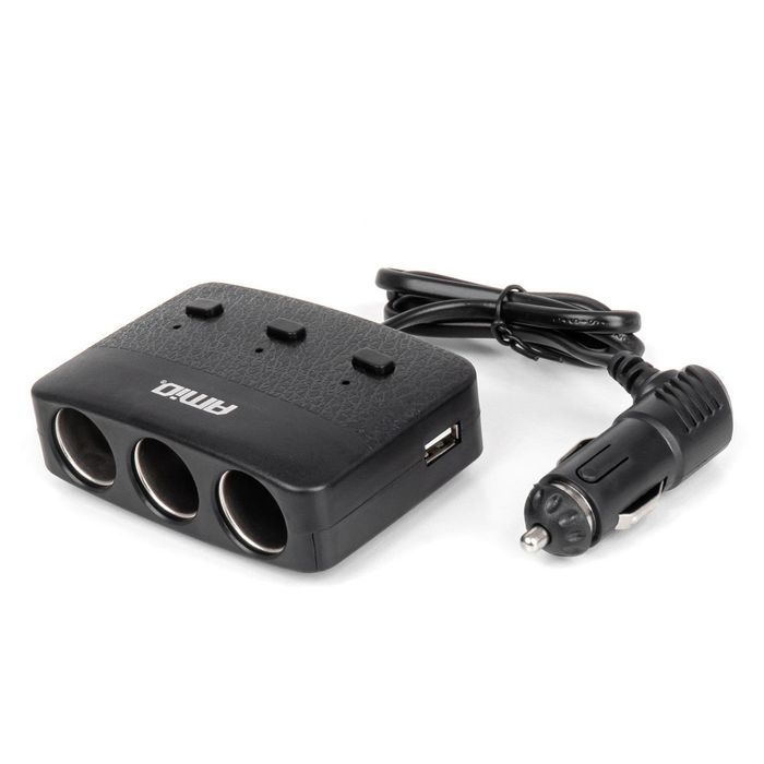 разклонител за запалка с зарядно устройство 2x usb-a on/off led ...