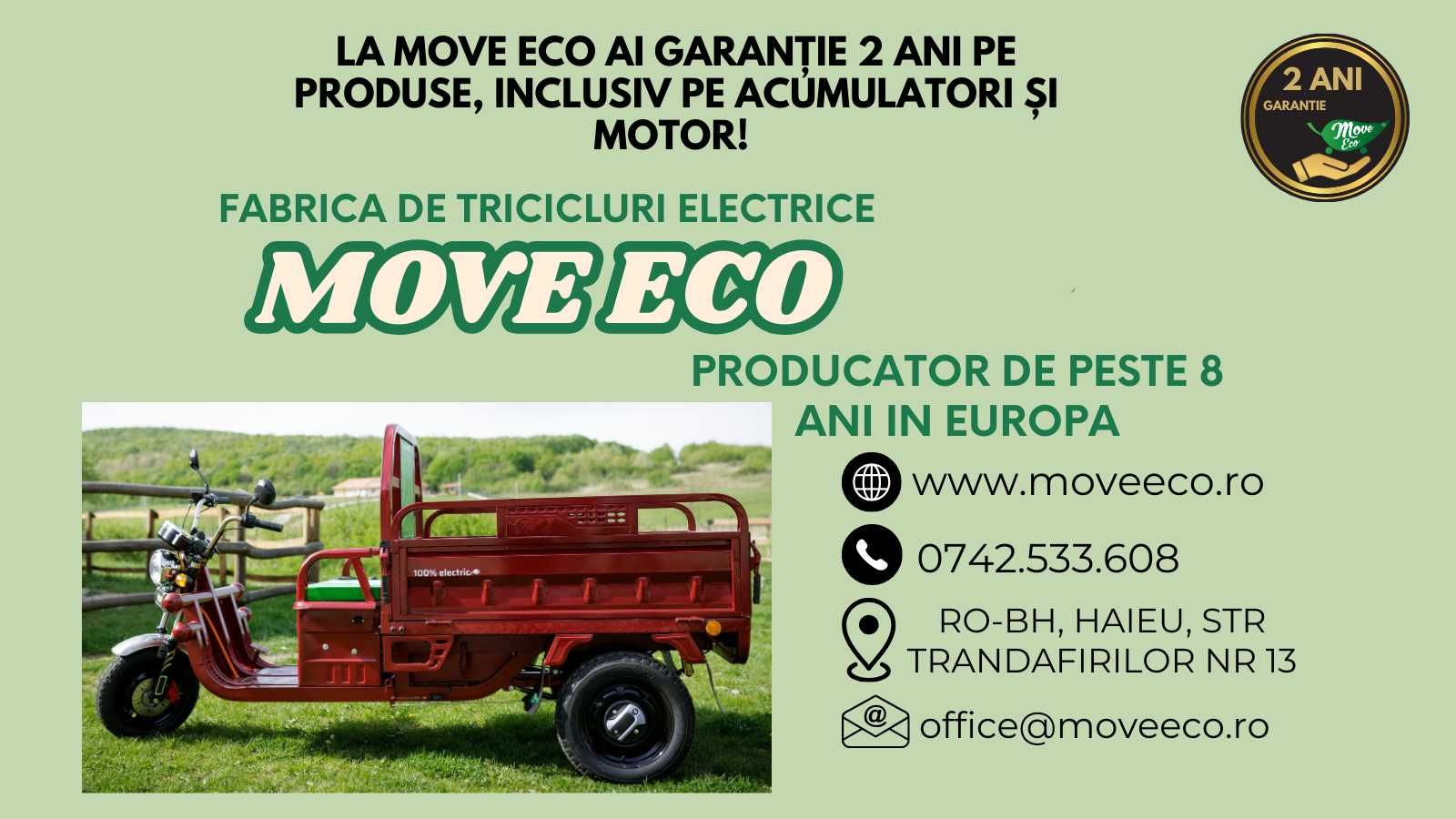 Triciclu omologat CARGO 500 EEC 60V-20AH / top vanzari / MoveEco