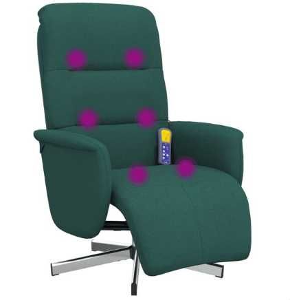 Fotoliu masaj rabatabil cu suport picioare verde închis textil