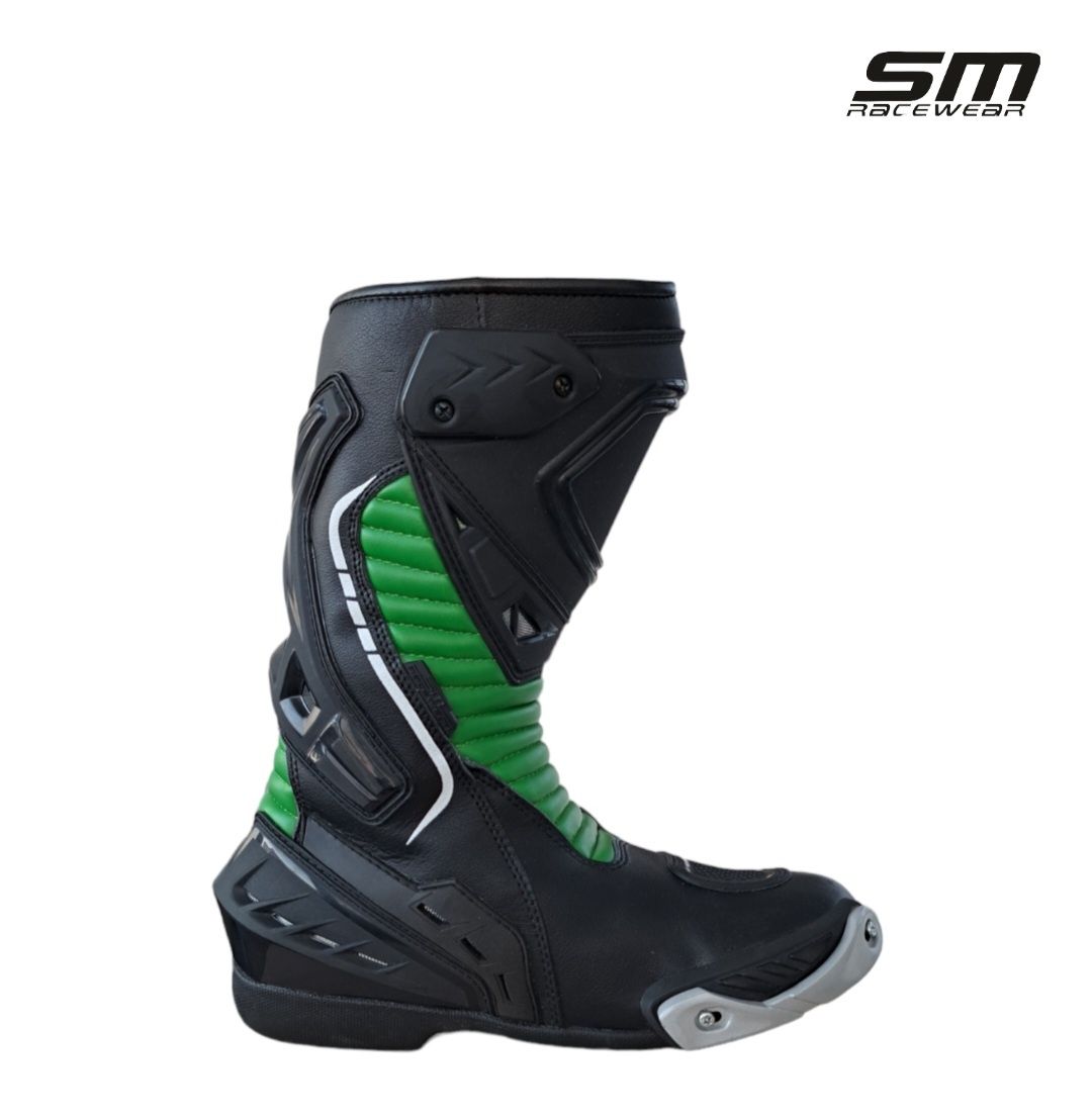 Cizme moto piele naturala SM Long Green marimea 40, 41, 42, 43, 44