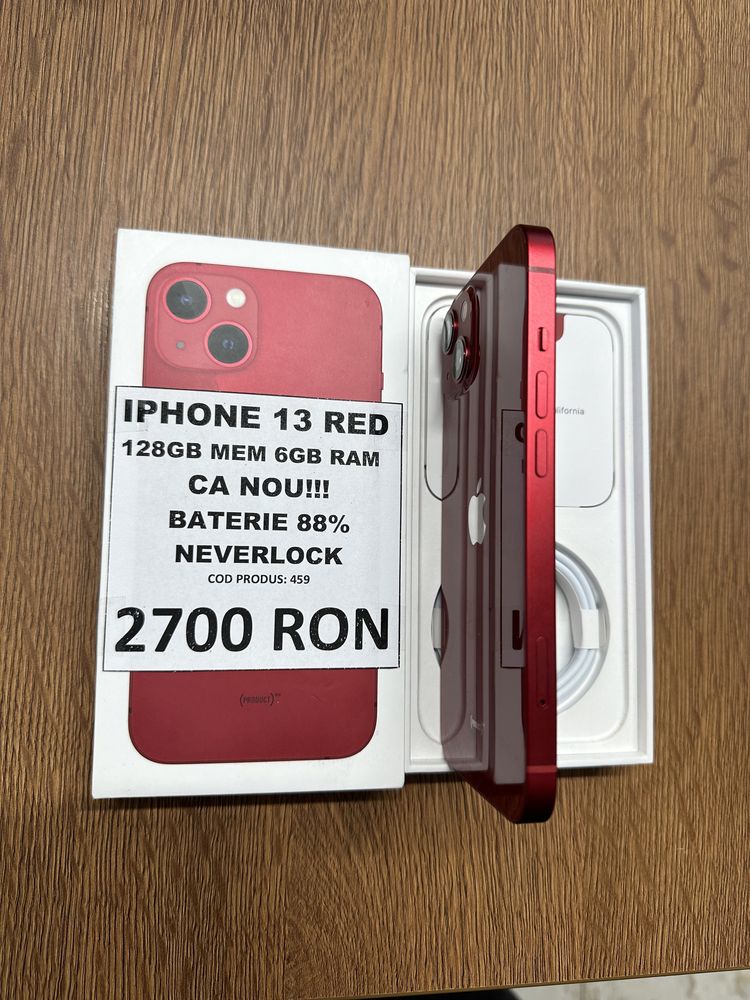 AMANET NOLIMIT: iPhone 13 Red 128GB Full Box Ca Nou Garantie si Bon.