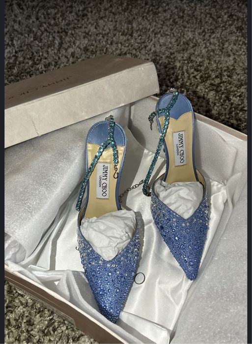 Jimmy Choo Saeda Crystal piele naturala pe stoc