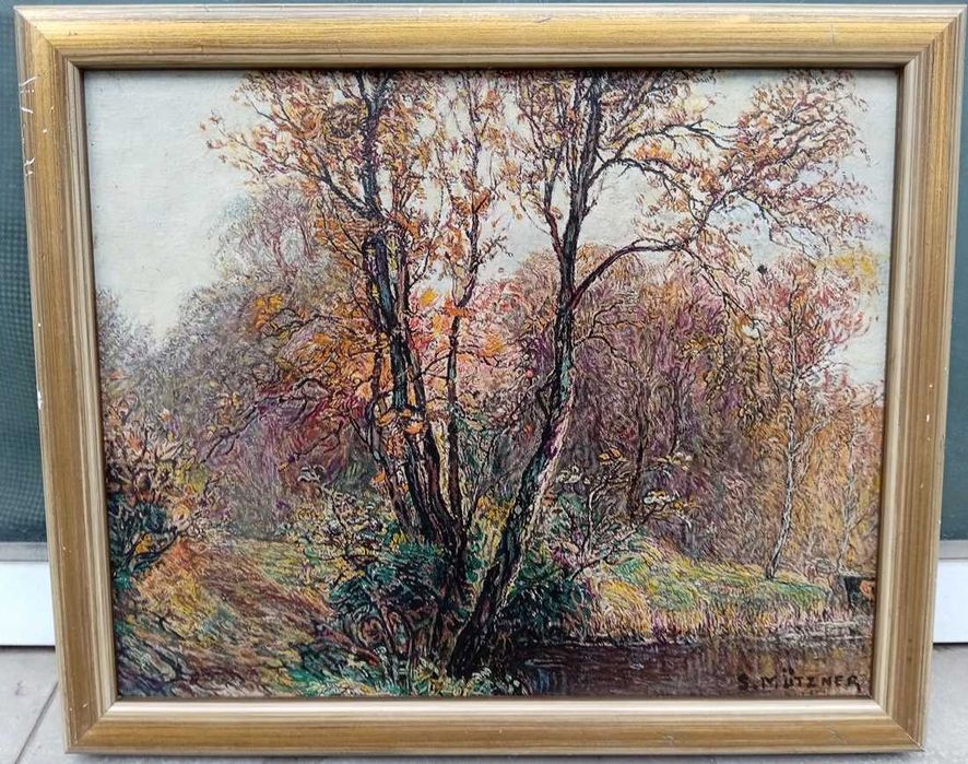 Tablou vechi - toamna in padure - semnat S. Mutzner