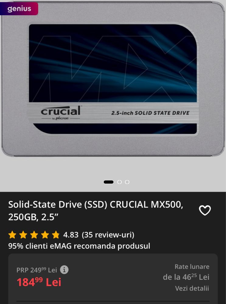 SSD Crucial 250 GB