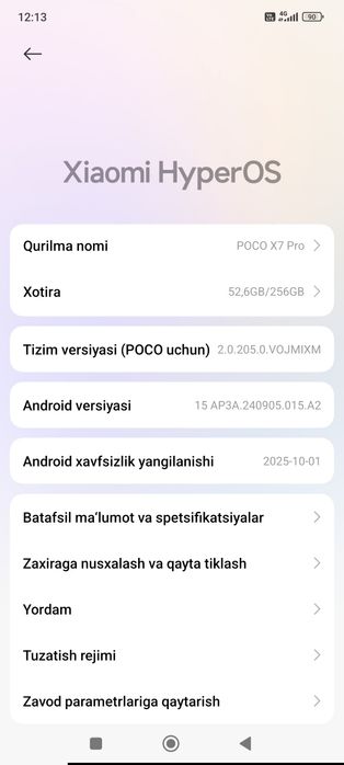 POCO X 7 PRO  xotira 8/256