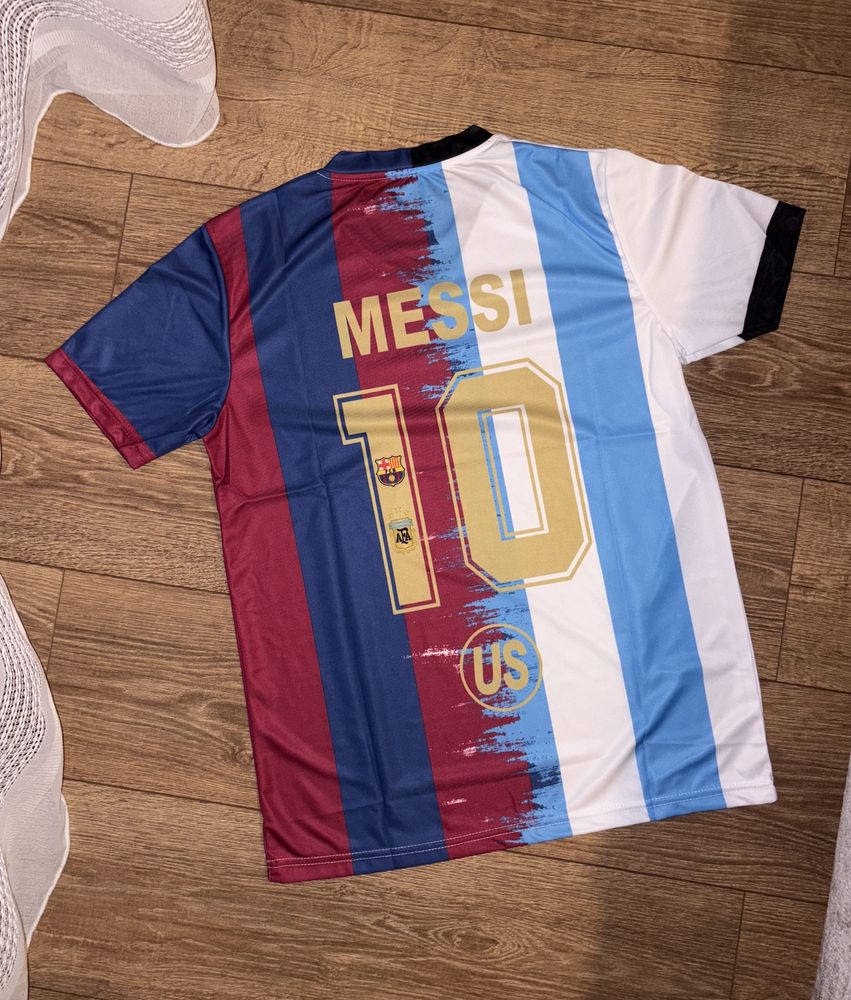 Tricou fotbal Barcelona x Argentina cu Messi