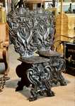 Set 2 scaune antice din lemn masiv sculptat , stil renascentist