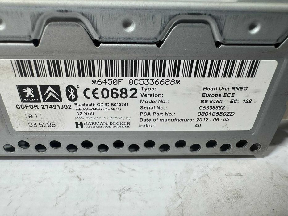Cd player cu Bluetooth navigatie card Citroen C5 2012 cod:98016550zd