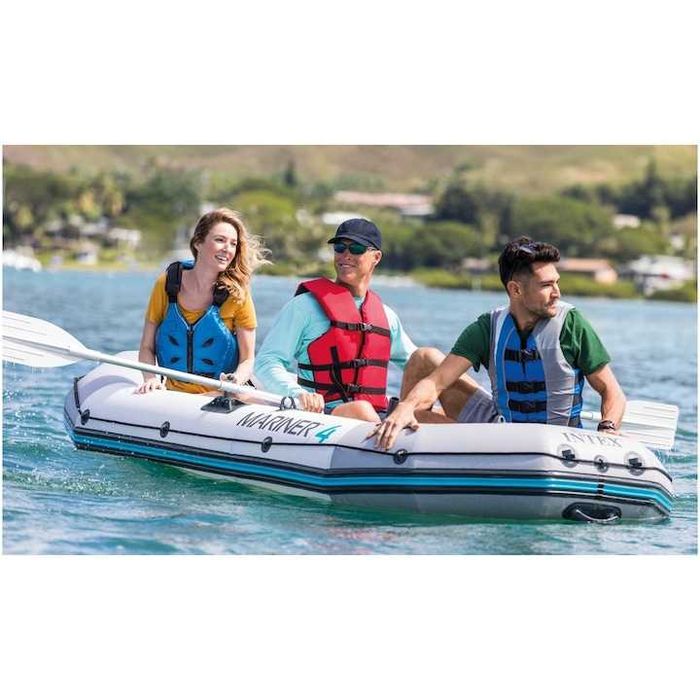 Barca gonflabila Intex Mariner 4, capacitate 500kg, 328cmx145cmx48cm
