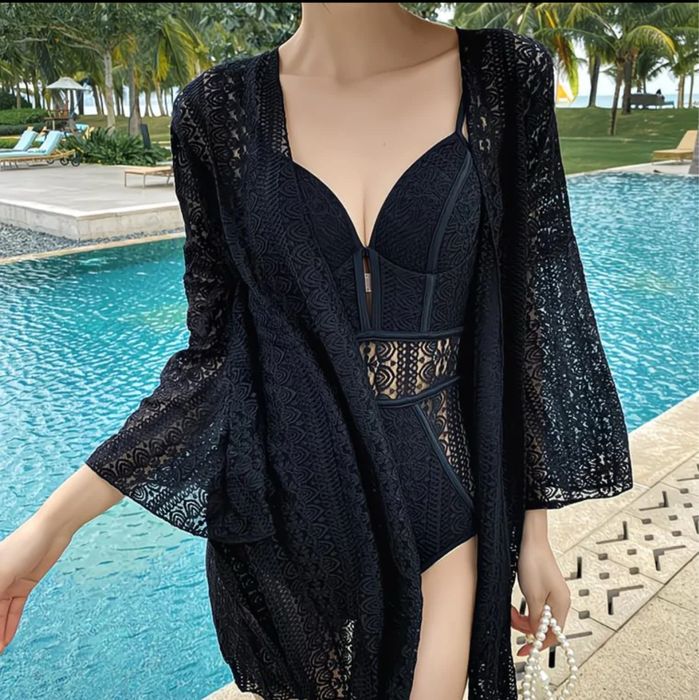 Парео черное кружевная