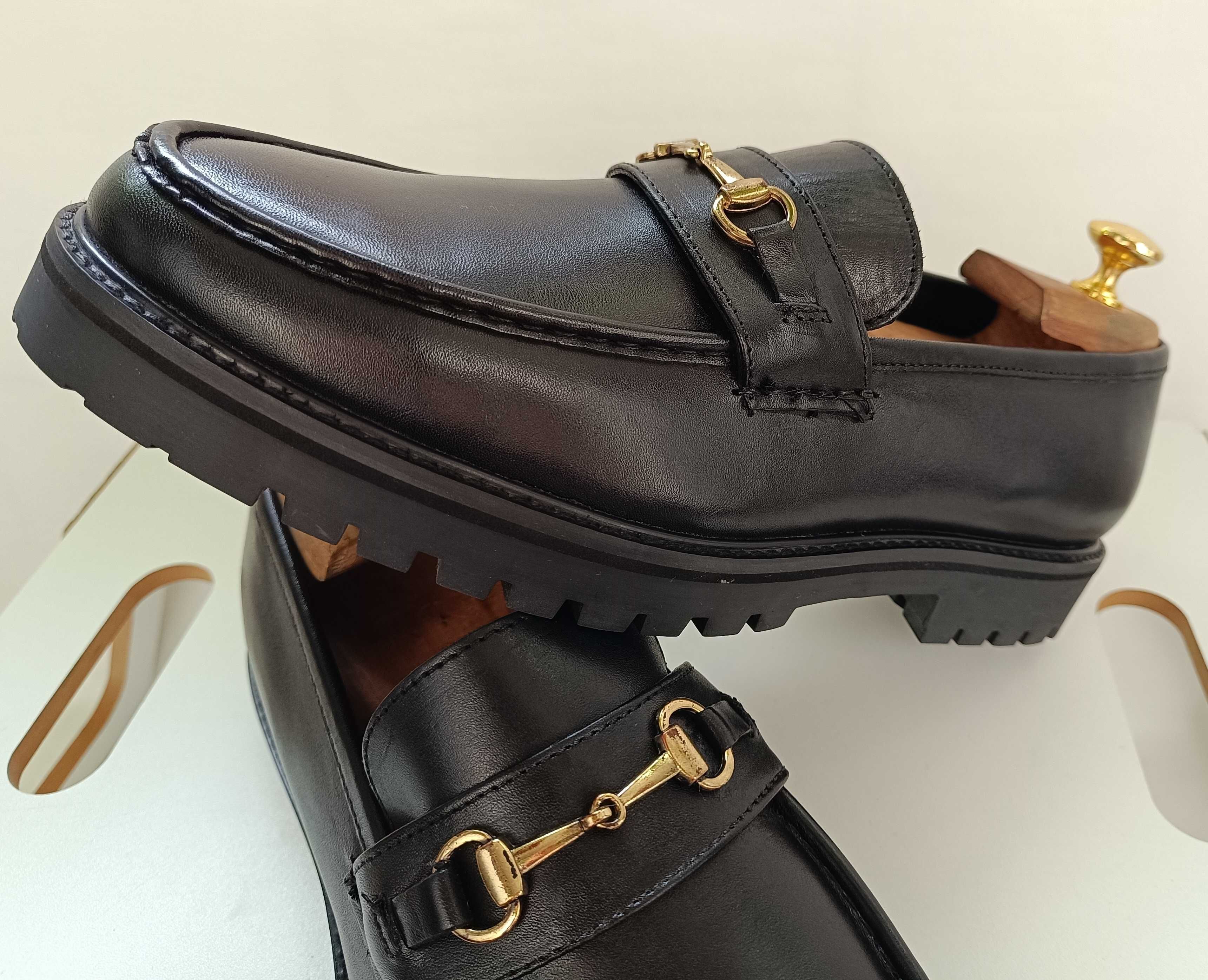 Pantofi loafer 42 bit moc toe ZIGN London NOI piele naturala premium