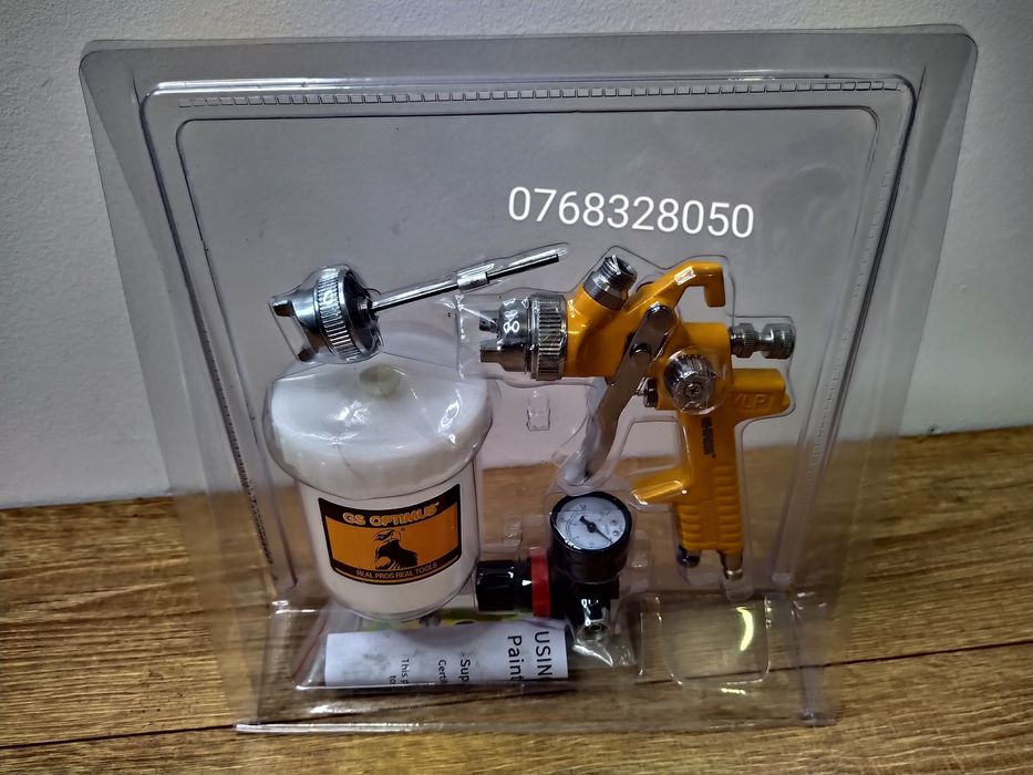 Set pistol vopsit cu manometru si regulator de presiune pneumatic