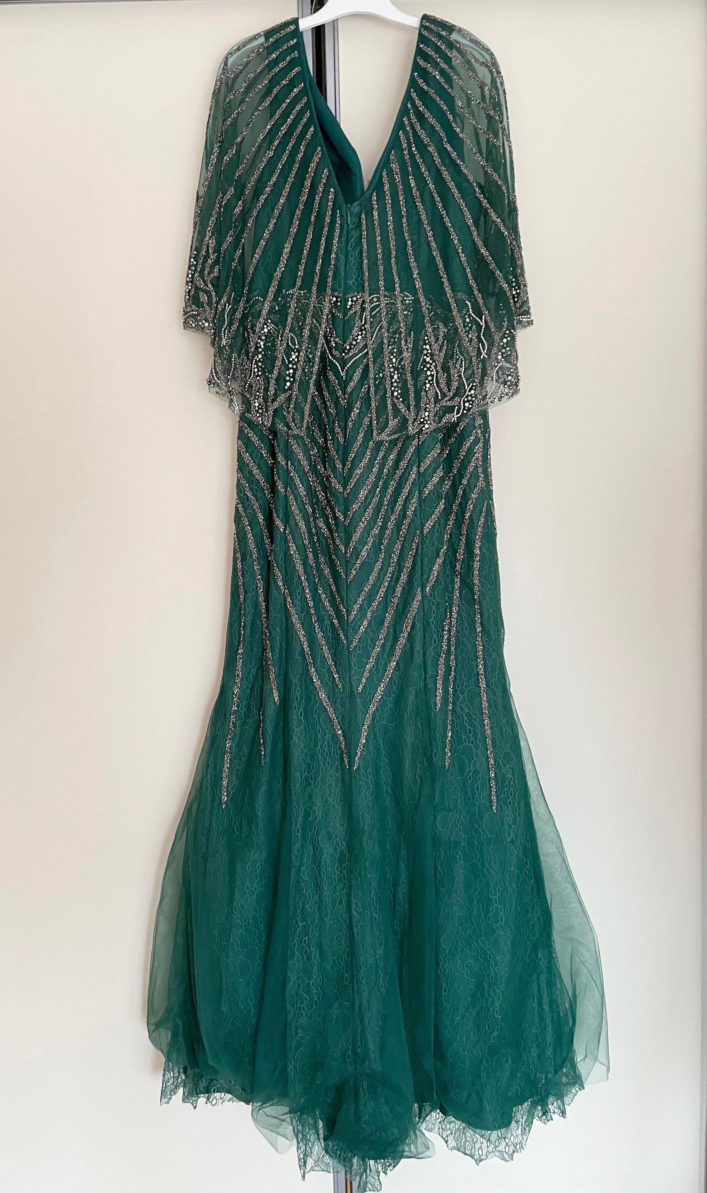 Rochie de seara, ocazii speciale - NOUA, NEPURTATA - Verde, Voal