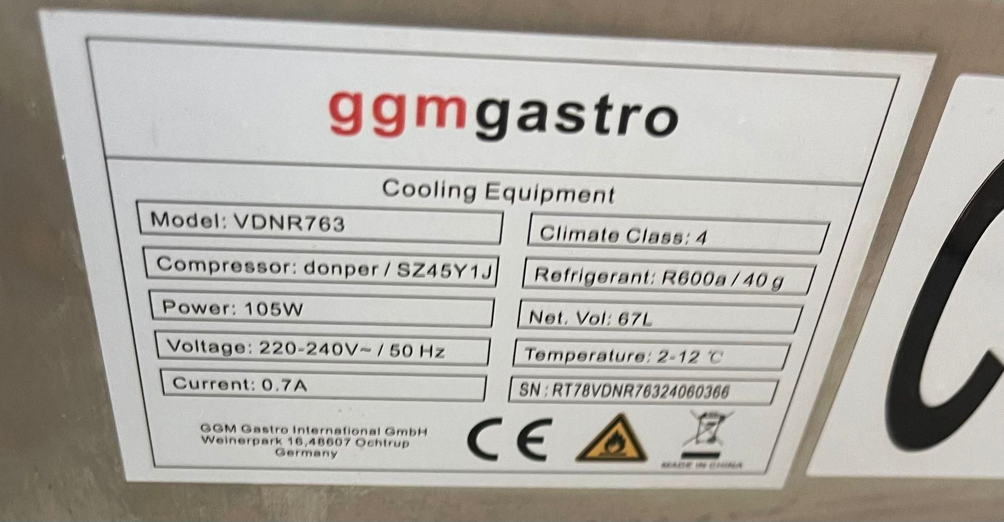 Vitrina frigorifica 67 litri ggmgastro VDNR763 -A-