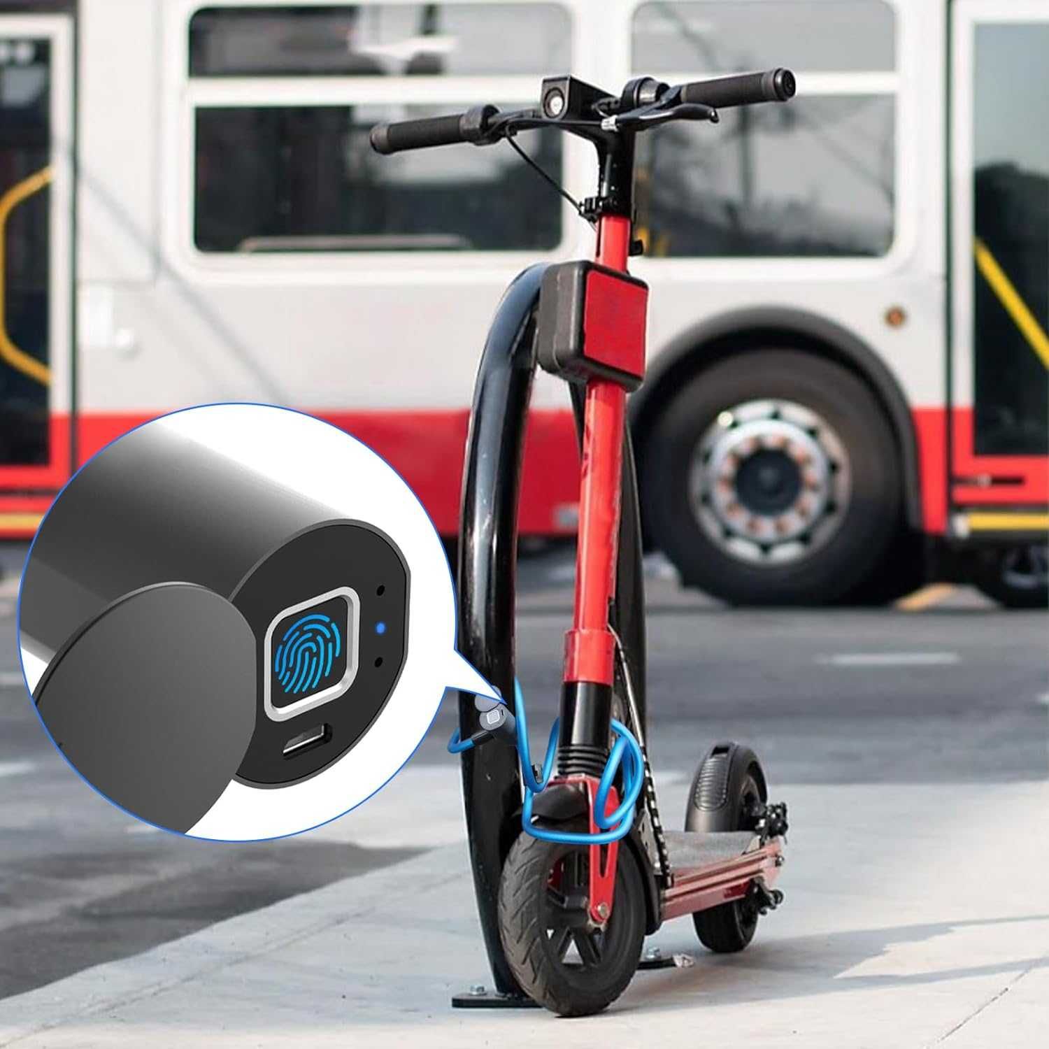 Antifurt bicicleta,cablu inteligent cu deblocare telefon/amprenta,nou