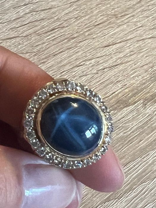 Rusia inel ghiul aur cu diamante si saphir star