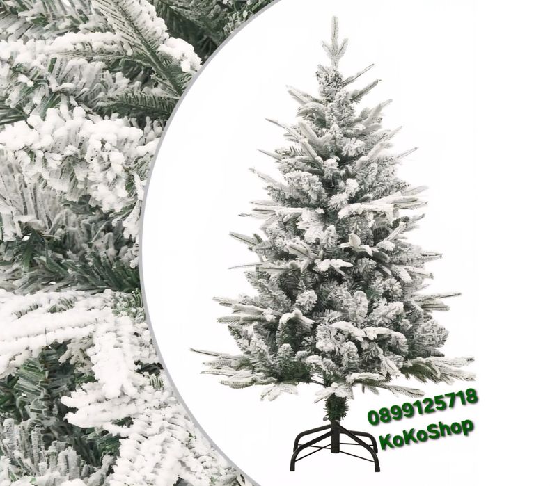 Луксозна заснежена коледна елха с 2D и 3D клони – реалистична елха