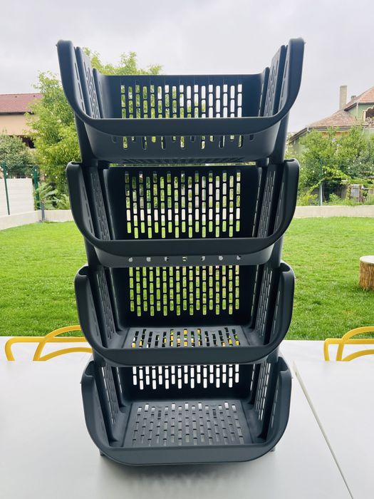 Set coșuri plastic stivuibile – 4 bucăți