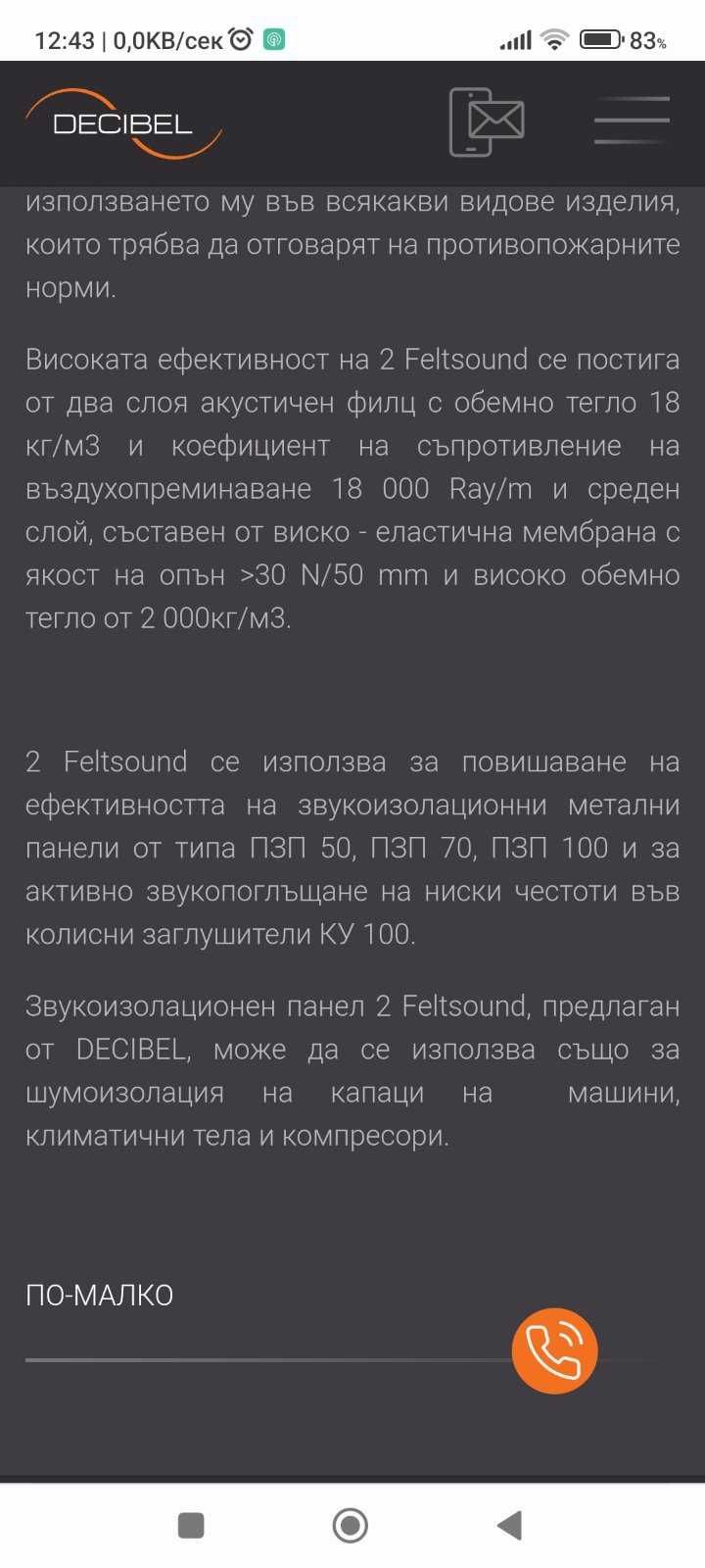 Звукоизолационен материал 2feltsound,купуван от фирма decibel!