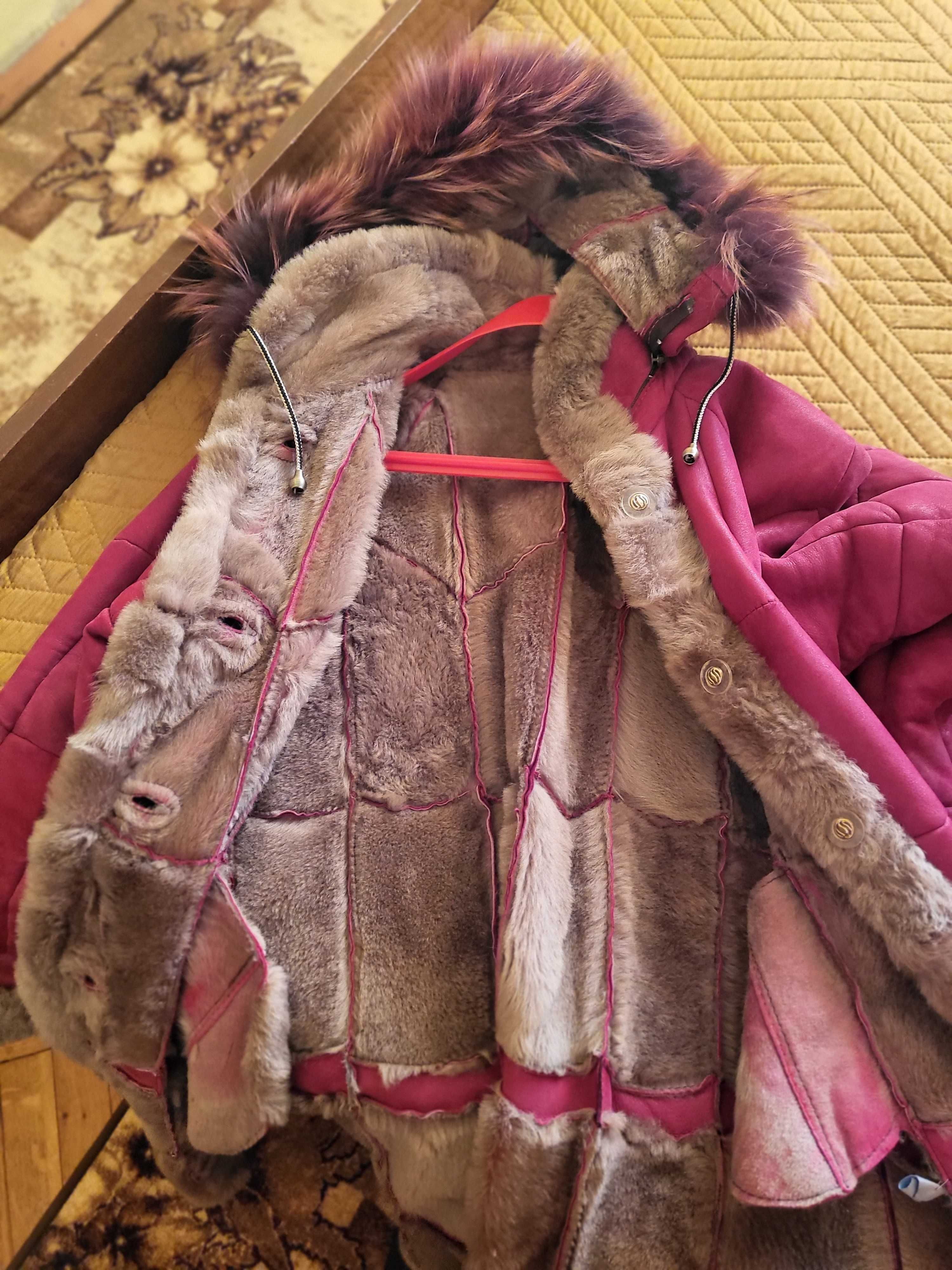 Дамско зимно палто от телешка кожа