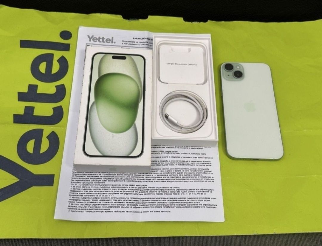91% 128GB iPhone 15 Plus Гаранция Yettel 3г. 2026 Green / Зелен