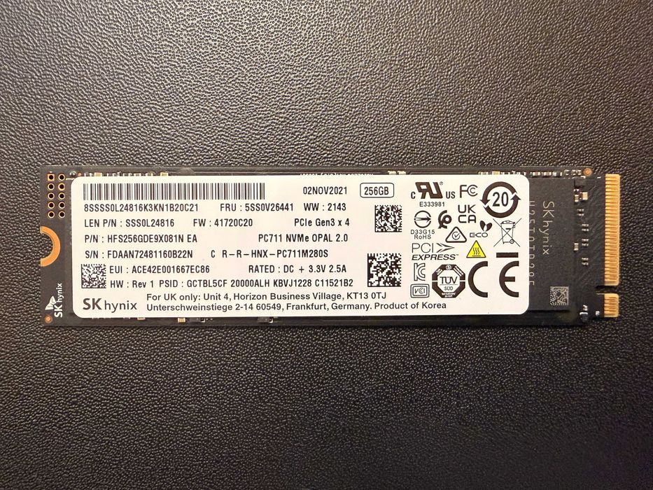 SK Hynix SSD NVMe 256GB, PCIe Gen 3 x4
