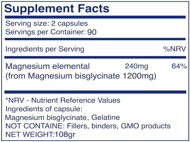 Магнезий Бисглицинат 1200 mg 180 капс, Топ продукт БЕЗПЛАТНА ДОСТАВКА!