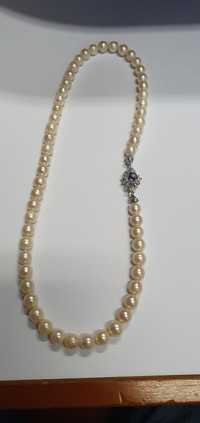 Colier perle aur 18k diamant si safire