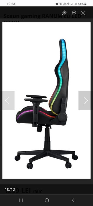 Urgent Reducere  Scaun gaming RANUM cu led JYSK garant